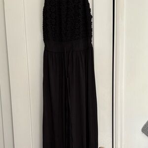 Black maxi dress with lace detail
